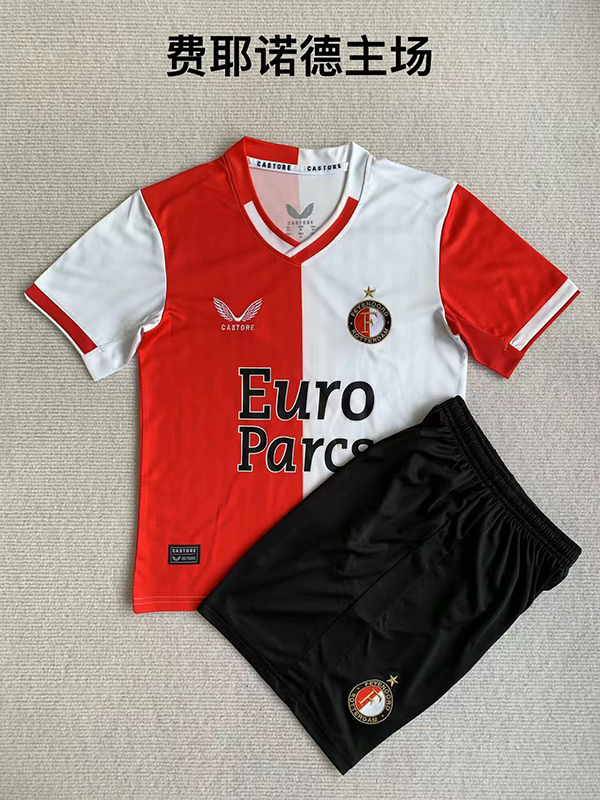 23-24 Season Feyenoord Home Red-White Kids Football Uniform