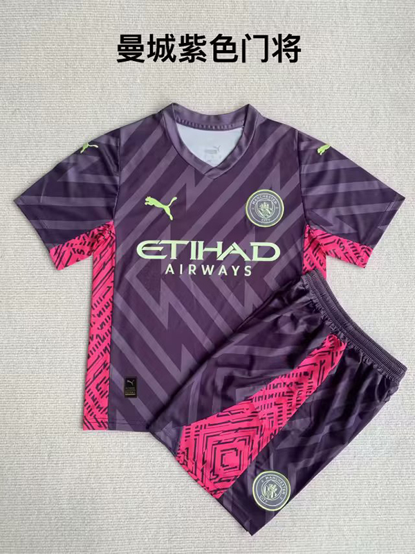 23-24 Season Manchester City Goalkeeper Purple Color Kids Football Kit