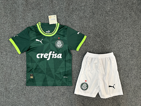 23-24 Season Palmeiras Home Green Color Youth Kids Football Kit