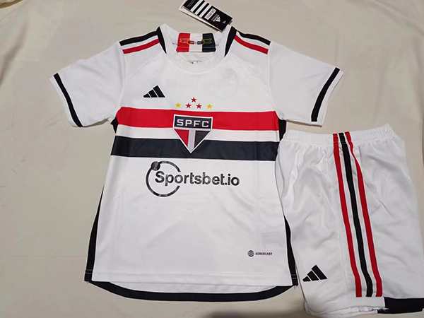 23-24 Season Sao Paulo Home White Color Kids Football Uniform