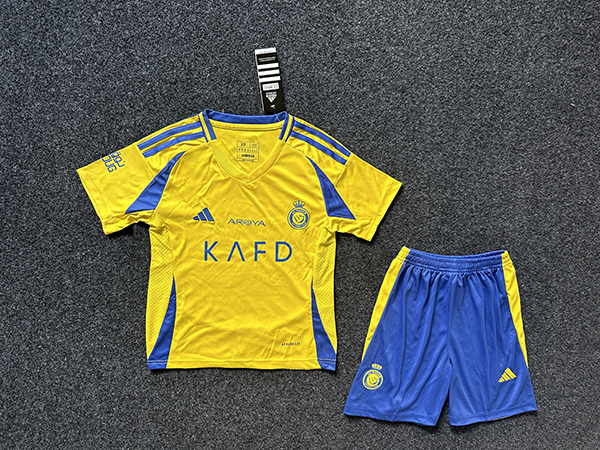 24-25 Season Al-Nassr Home Yellow Color Kids Football Uniform