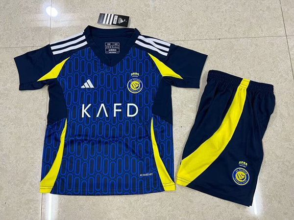 24-25 Season Al-Nassr Away Blue Color Kids Football Uniform