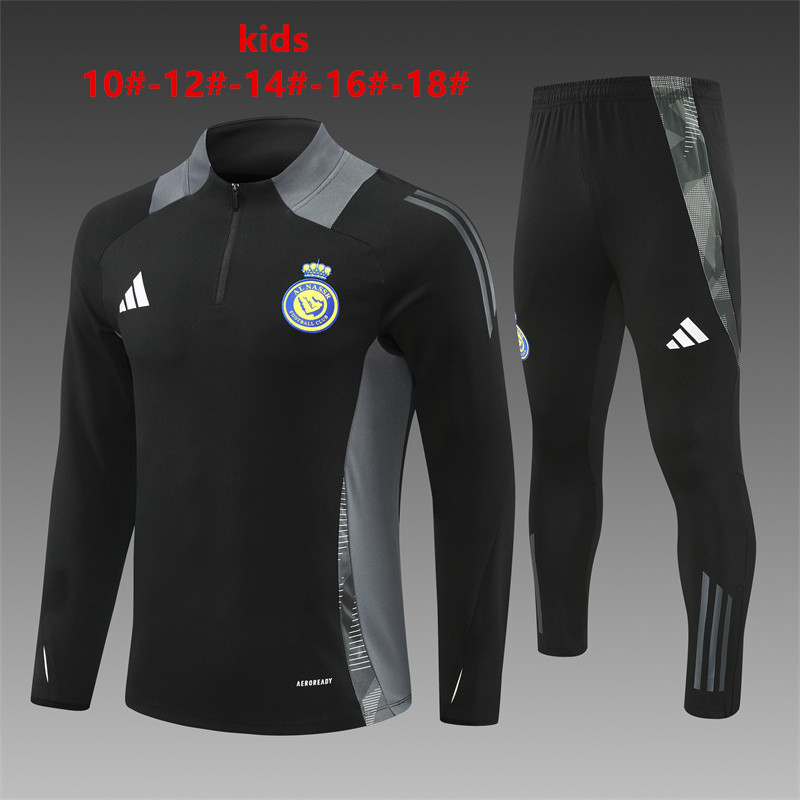 24-25 Season AI Nassr Black Color Kids Football Sweater Set