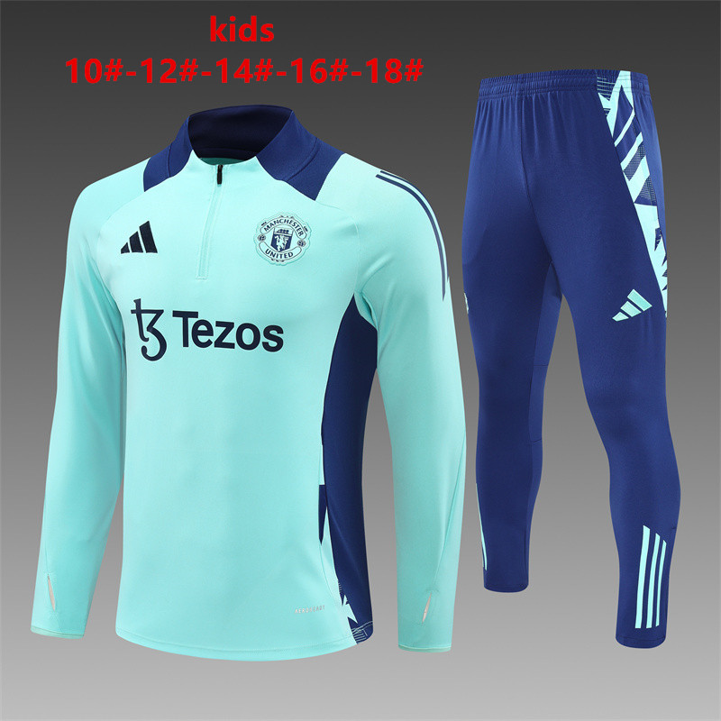 24-25 Season Manchester United Lake-Blue Color Kids Sweater Suit