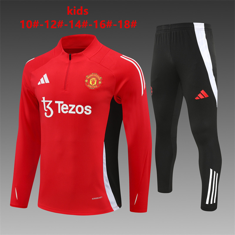 24-25 Season Manchester United Red Color Kids Sweater Suit