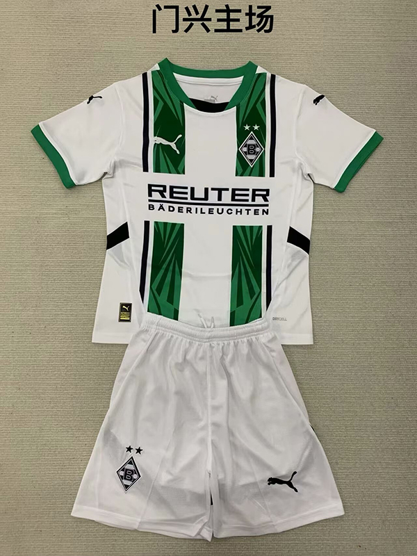 24-25 Season Monchengladbach Home Green-White Color Kids Football Kit