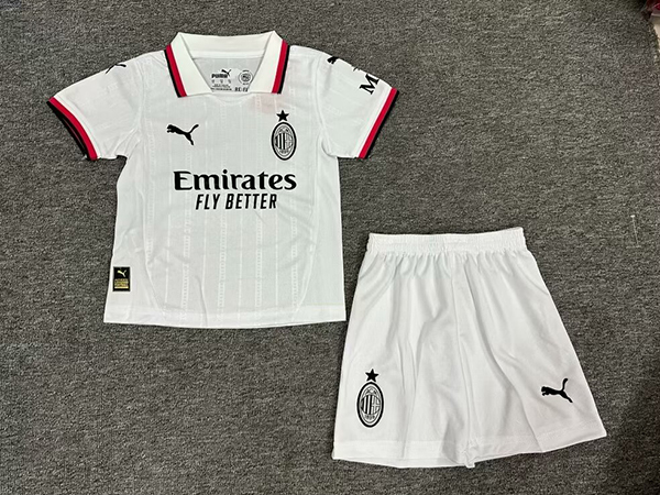 24-25 Season AC Milan Away White Color Youth Kids Football Kit