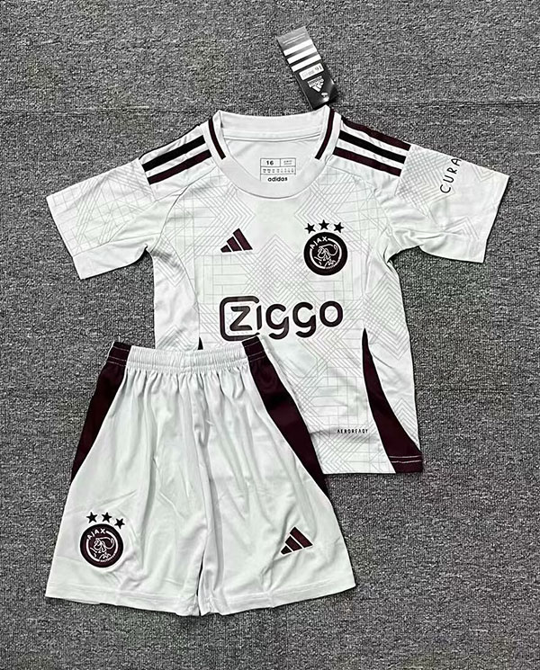 24-25 Season Ajax Third White Color Youth Kids Football Kit