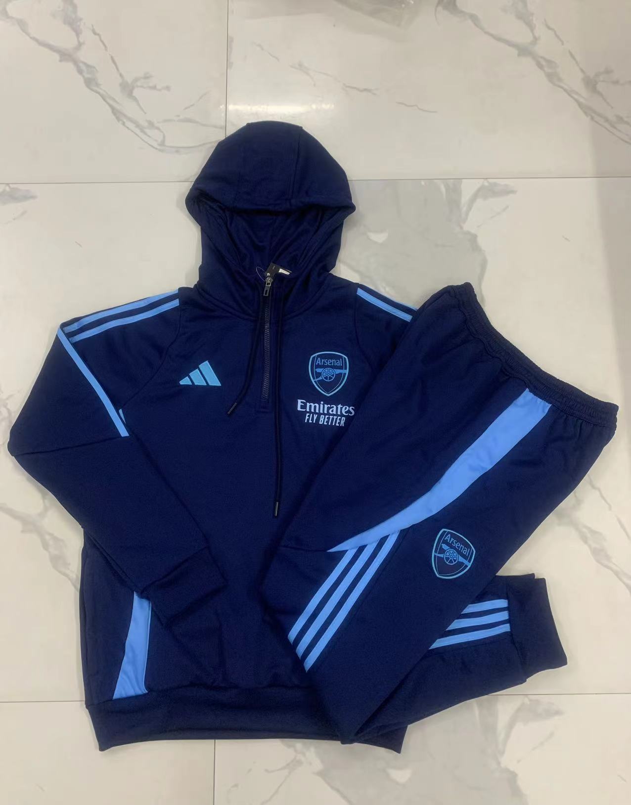 24-25 Season Arsenal Dark-Blue Color Football Padded Hoodie