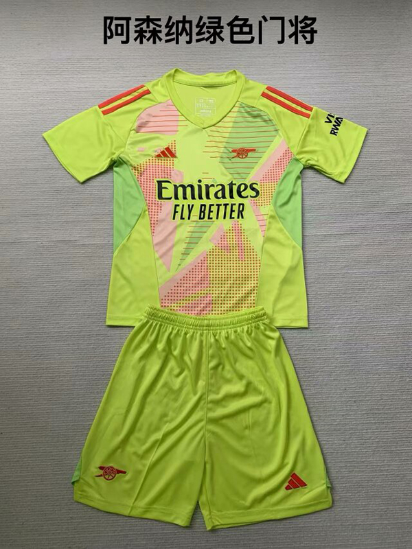 24-25 Season Arsenal Goalkeeper Lake-Green Color Youth Kids Football Uniform