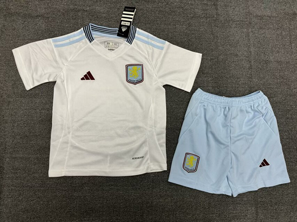 24-25 Season Aston Villa Away White Color Kids Football Kit