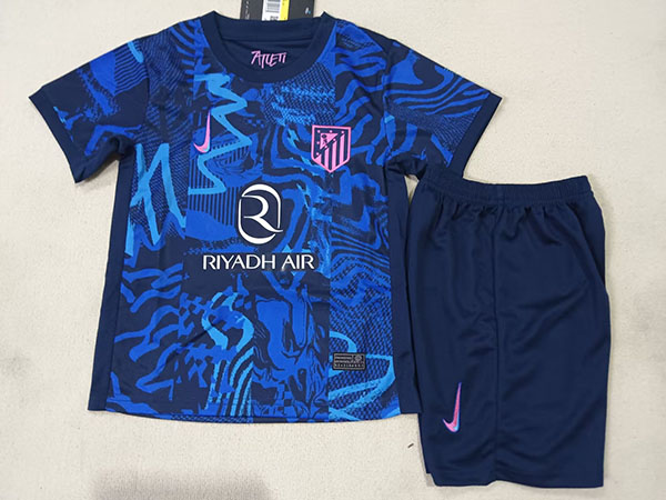 24-25 Season Atletico Madrid Third Blue Color Youth Kids Football Kit