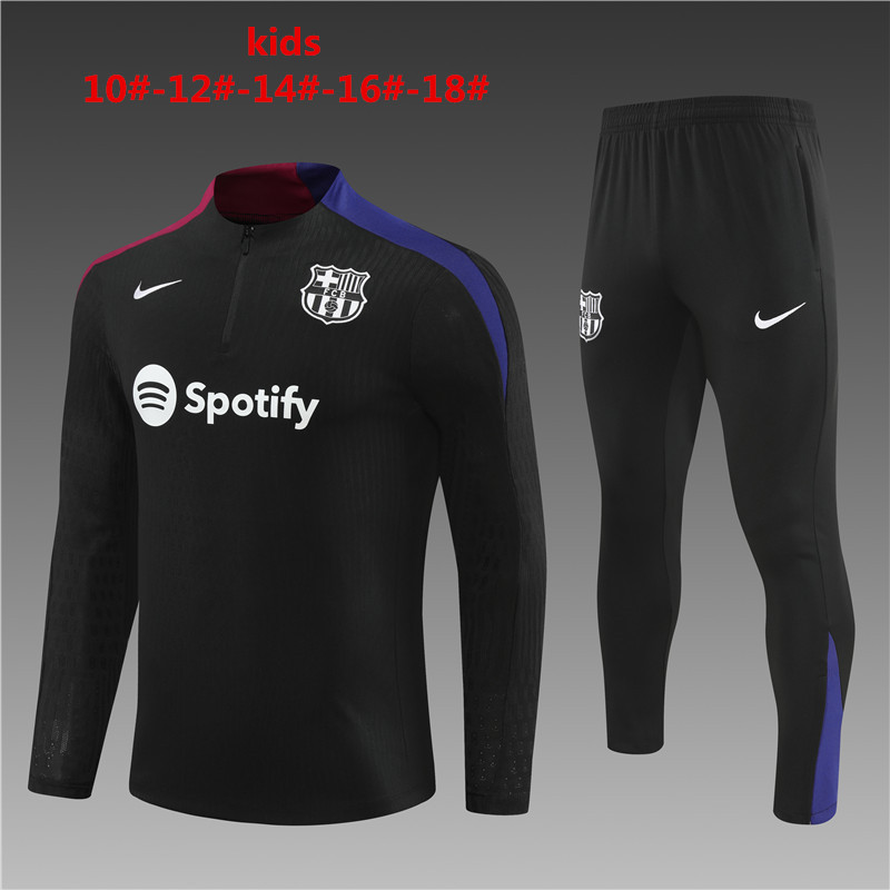 24-25 Season Barcelona Black Kids Football Sweater Set