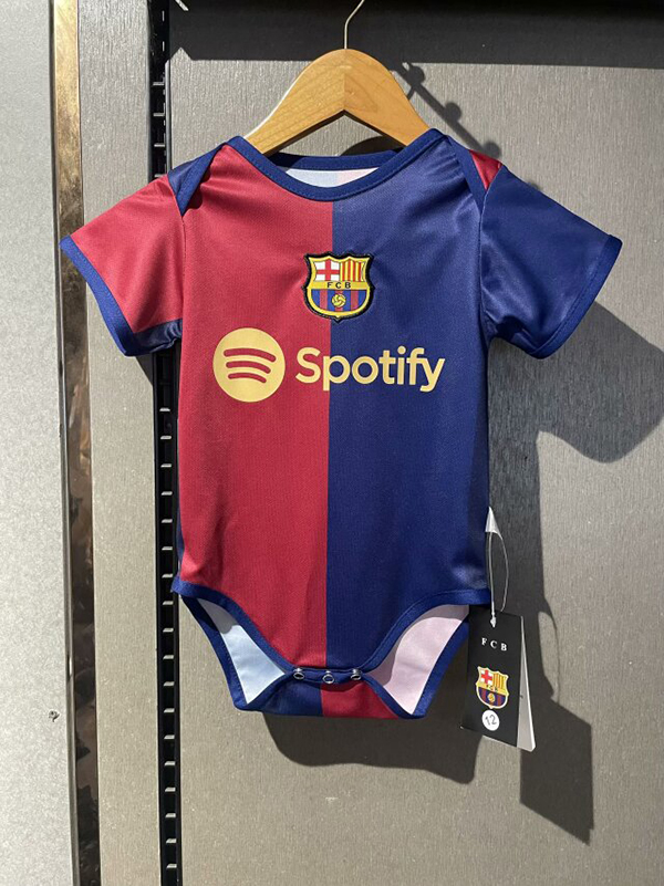 24-25 Season Barcelona Home Red-Blue Color Baby Suit