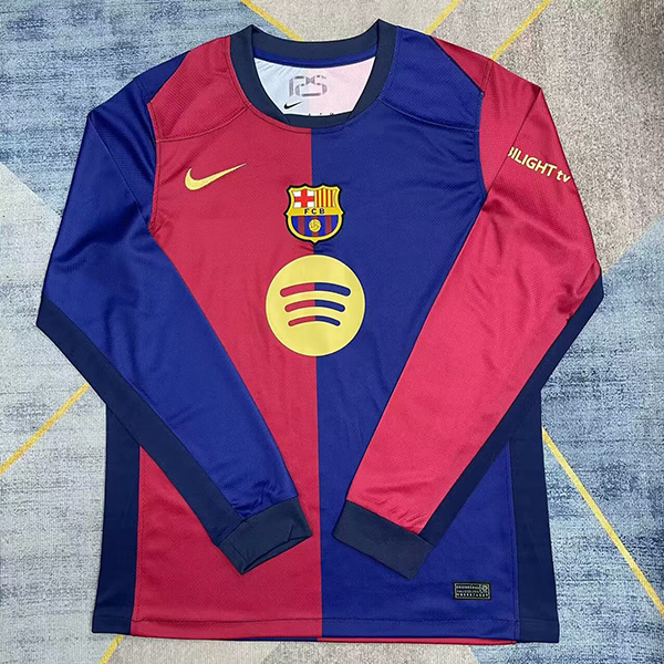 24-25 Season Barcelona Home Red-Blue Long Sleeve Football Jersey