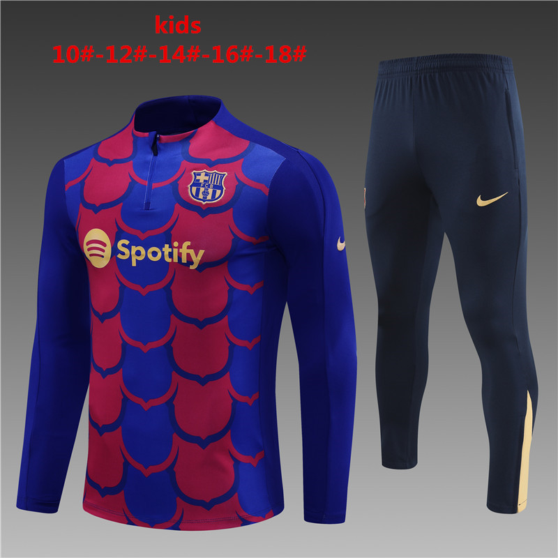 24-25 Season Barcelona Red-Blue Color Kids Football Sweater Set