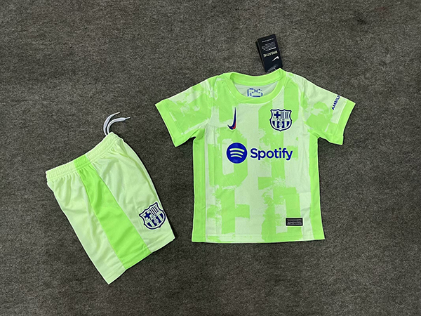 24-25 Season Barcelona Third Light-Green Color Youth Kids Football Kit