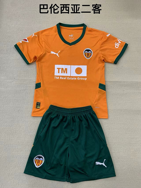 24-25 Season Valencia Third Orange Color Kids Football Kit