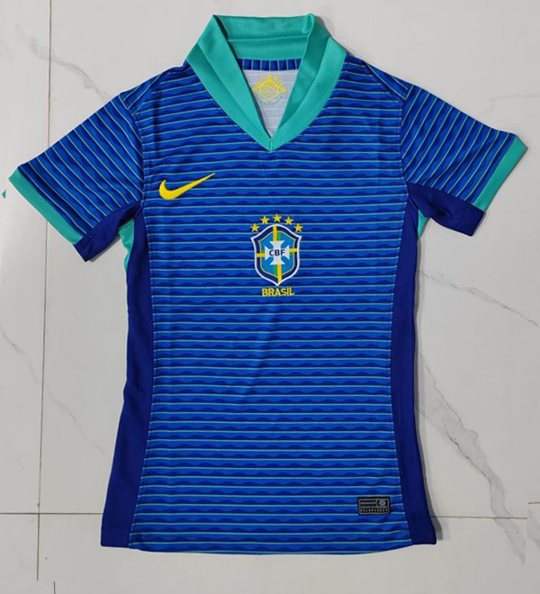 24-25 Season Brazil Away Blue Color Female Football Soccer Jersey