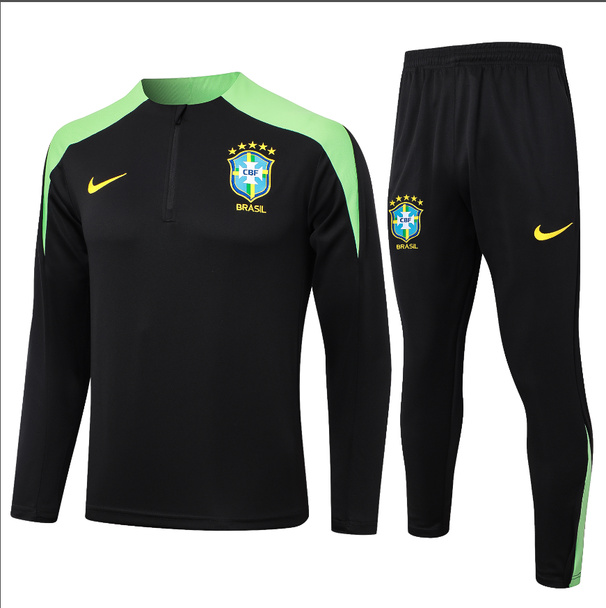 24-25 Season Brazil Black Color Football Sweater Set