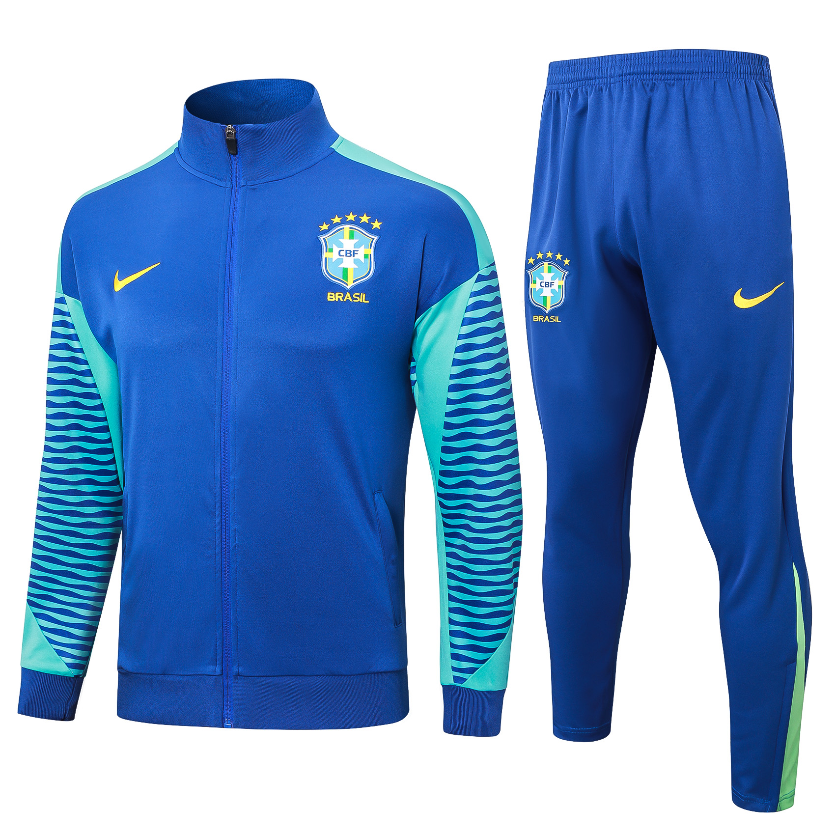 24-25 Season Brazil Blue Color Zipped Football Tracksuit