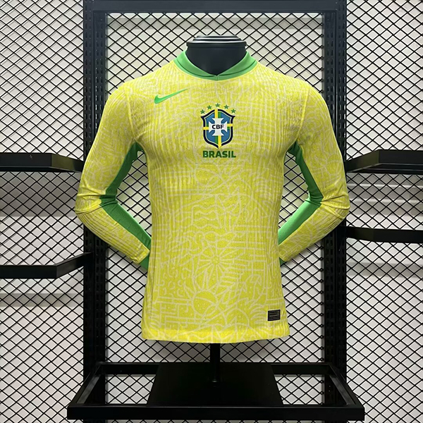 24-25 Season Brazil Home Yellow Color Long Sleeve Football Jersey