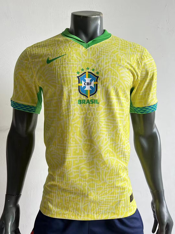 24-25 Season Brazil Home Yellow Color Football Jersey(Player Version)