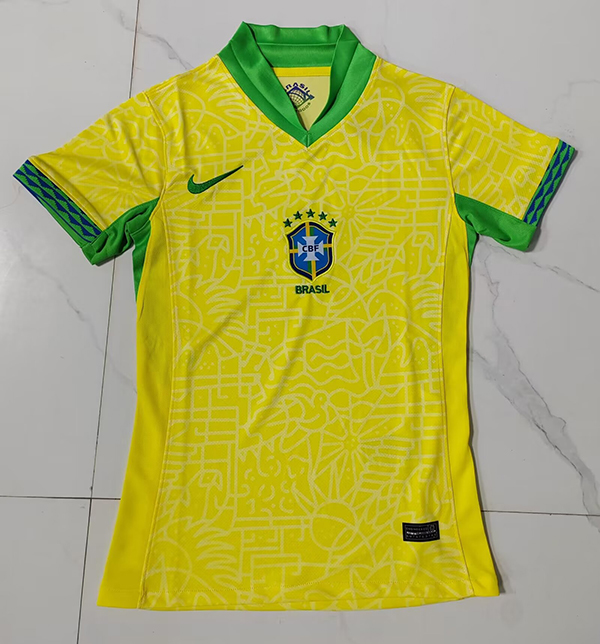 24-25 Season Brazil Home Yellow Color Women Football Jersey