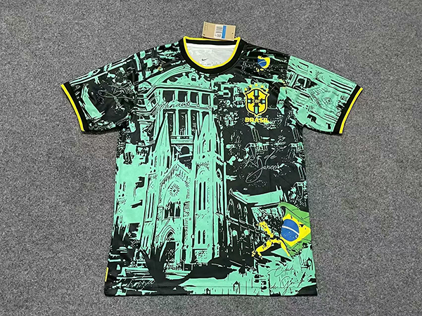 24-25 Season Brazil Mixed Green Color Pre-Match Football Training Shirt