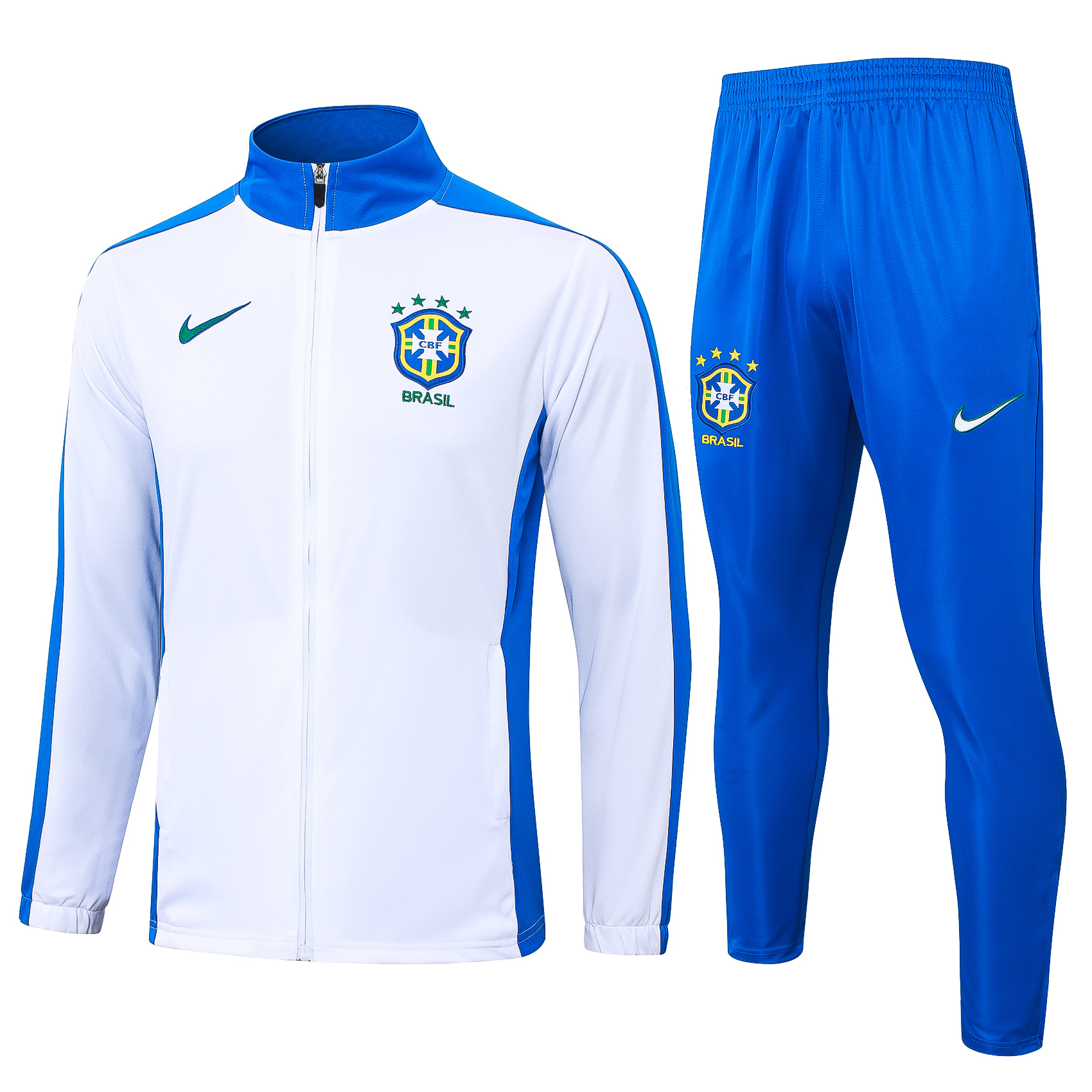 24-25 Season Brazil White Color Zipped Football Tracksuit