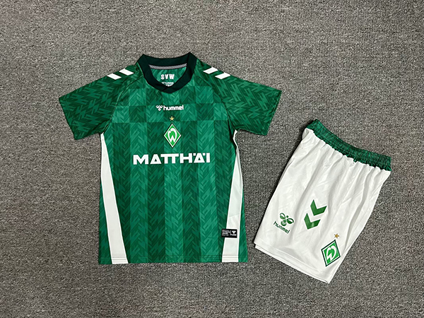 24-25 Season Bremen Home Green Color Youth Kids Football Kit