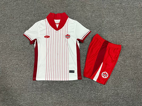 24-25 Season Canada Away White Color Kids Football Uniform