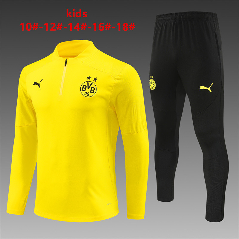 24-25 Season Dortmund Yellow Color Youth Kids Football Sweater Suit