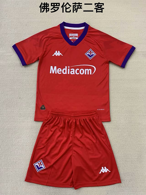 24-25 Season Fiorentina Third Red Color Kids Football Kit