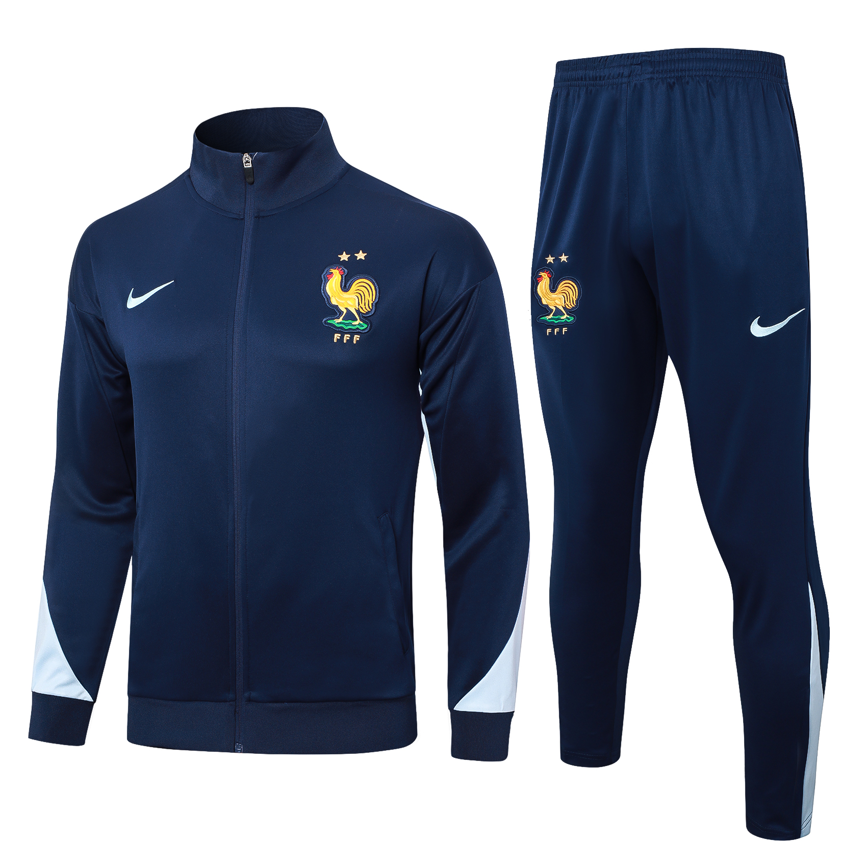 24-25 Season France Dark-Blue Color Zipped Football Training Tracksuit