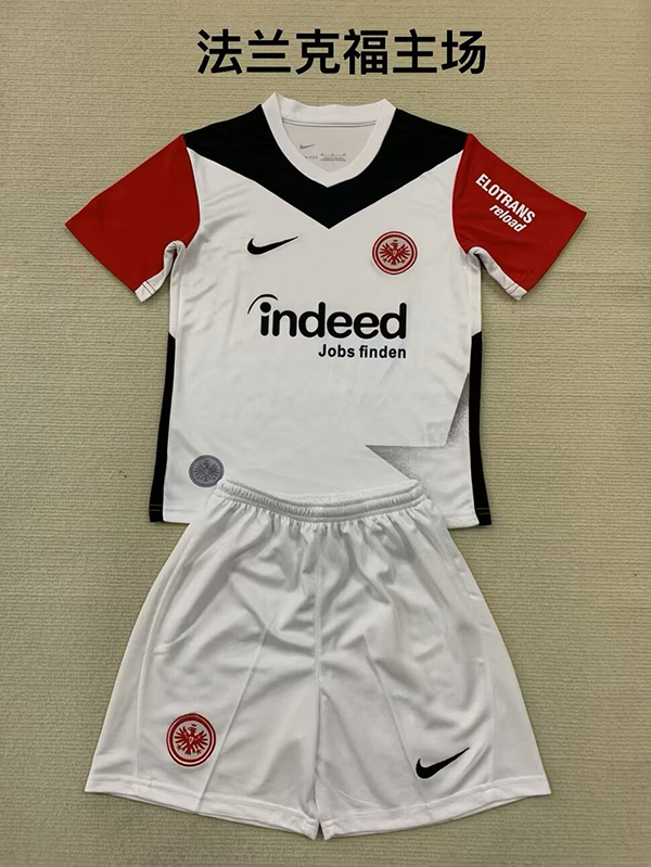 24-25 Season Frankfurt Home White Color Youth Kids Football Kit