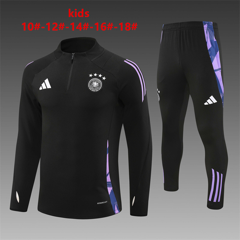 24-25 Season Germany Black Color Kids Football Sweater Suit