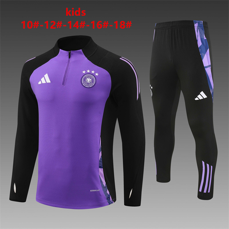 24-25 Season Germany Purple Color Kids Football Sweater Suit