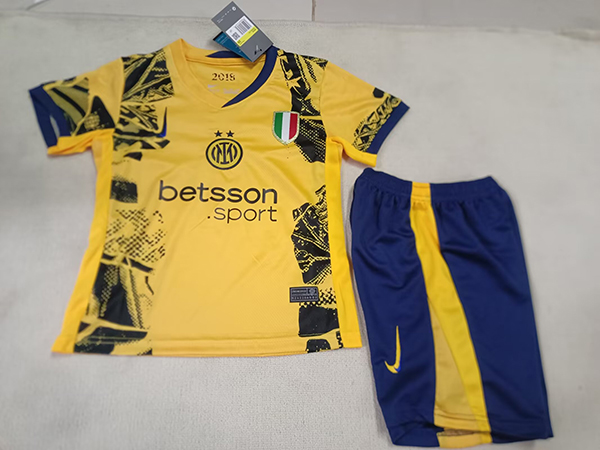 24-25 Season Inter Milan Third Yellow Color Youth Kids Football Kit