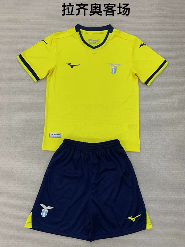 24-25 Season Lazio Away Yellow Color Youth Kids Football Kit