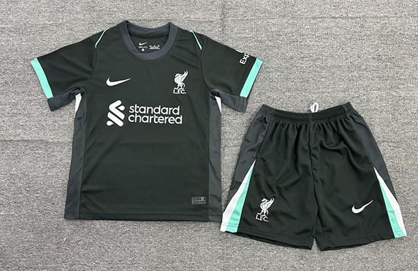 24-25 Season Liverpool Away Black Color Kids Football Uniform