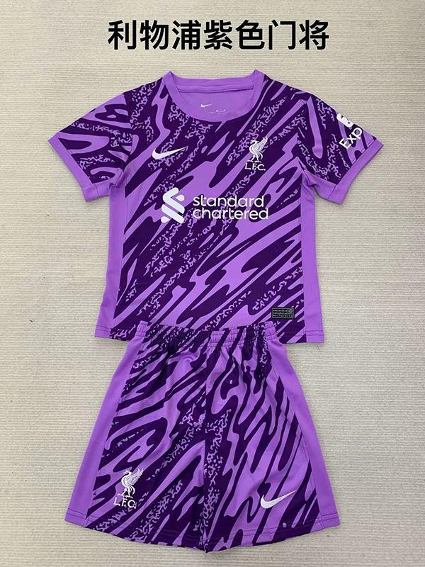 24-25 Season Liverpool Goalkeeper Purple Color Youth Kids Football Kit