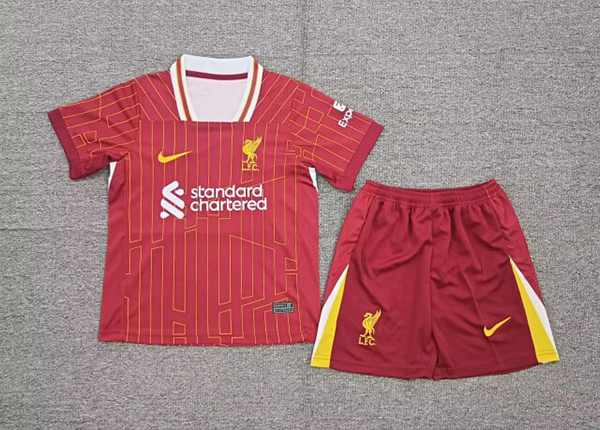 24-25 Season Liverpool Home Red Color Youth Kids Football Kit