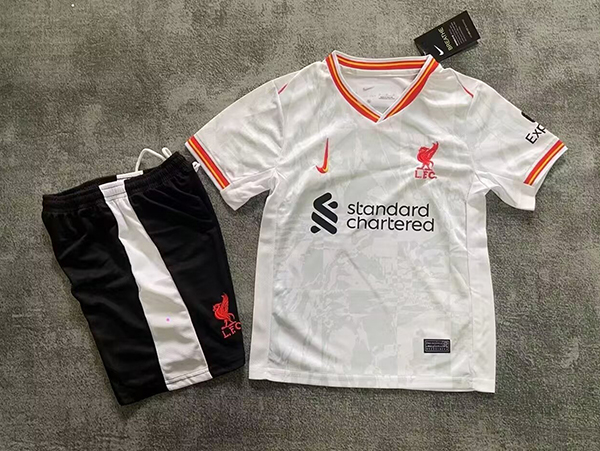 24-25 Season Liverpool Third White Color Youth Kids Football Kit