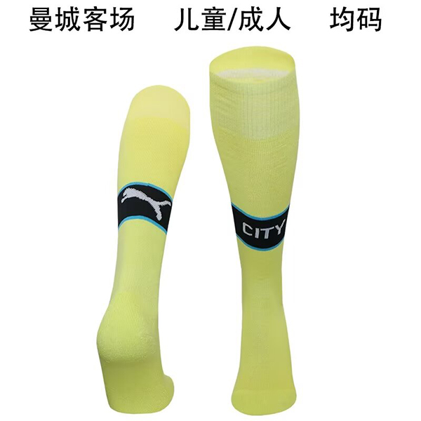 24-25 Season Manchester City Away Green Color Football Socks