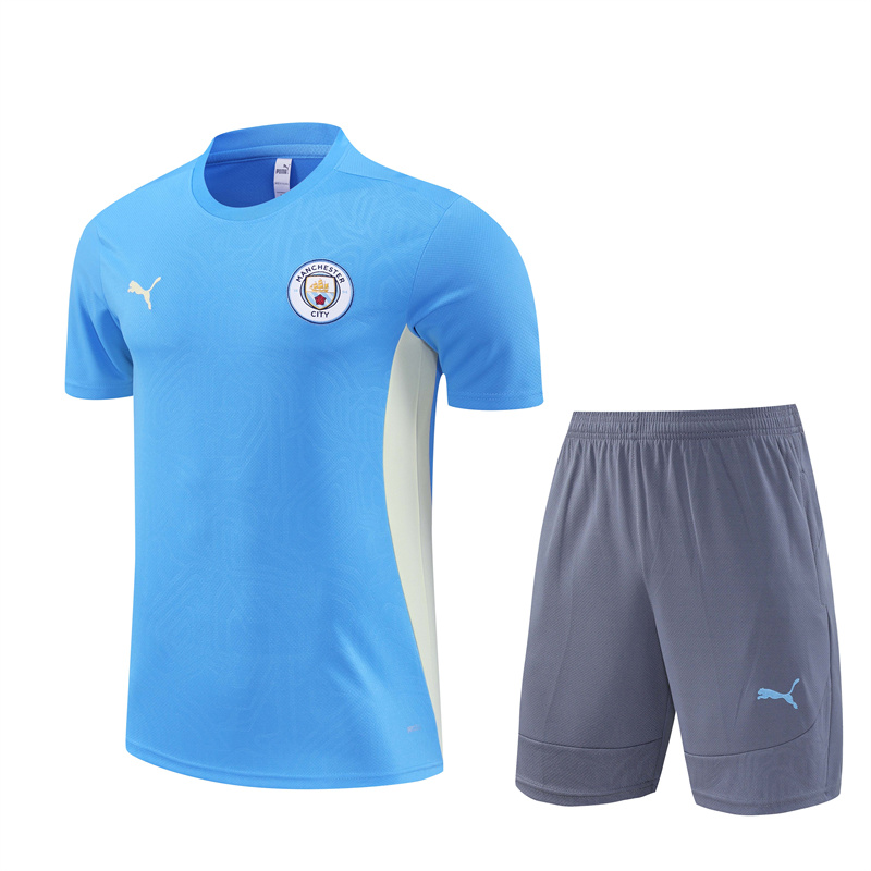 24-25 Season Manchester City Blue Color Pre-Match Football Training Suit