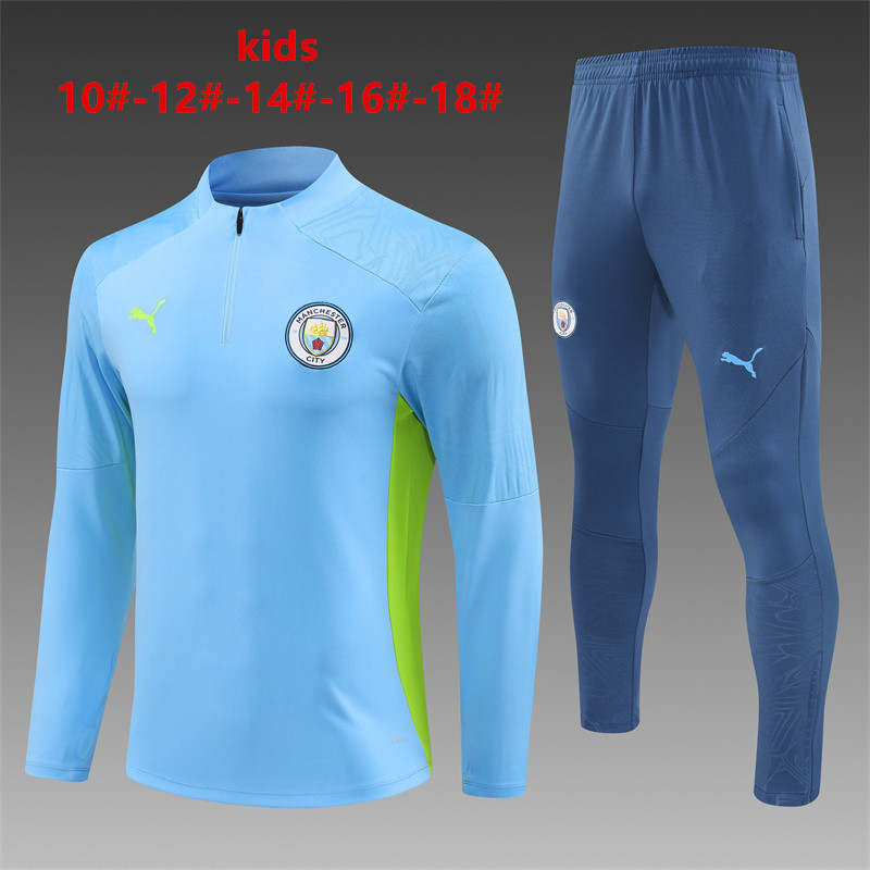 24-25 Season Man City Blue Color Kids Football Sweater Set