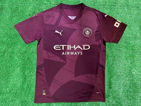 24-25 Season Manchester City Third Wine-Red Color Football Jersey