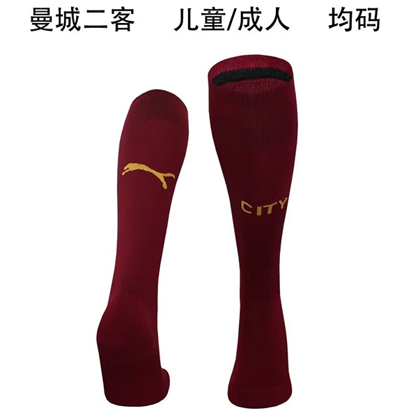 24-25 Season Manchester City Third Red Color Football Socks