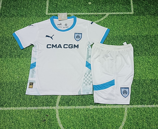 24-25 Season Marseille Home White Color Youth Kids Kit